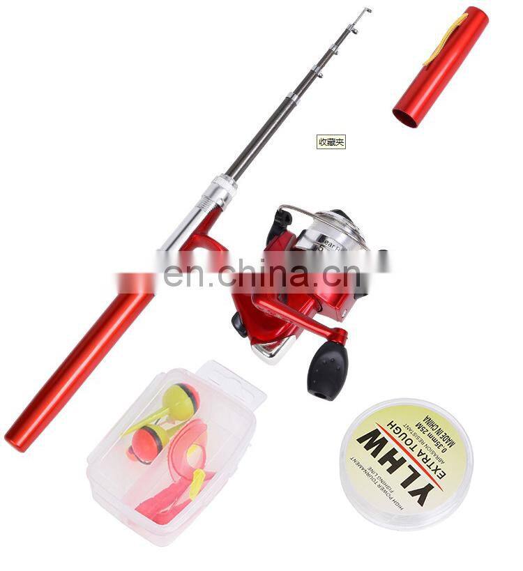 Fishing Rod Reel Combo Set Mini Telescopic Portable Pocket Pen Fishing Rod Pole + Aluminum Alloy Reel + Lures Baits + Jig Hooks