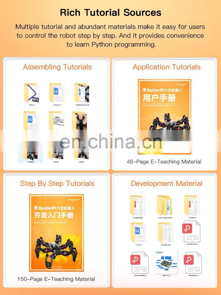 18DOF Hexapod Robot 2DOF PTZ Spider Robot with Main Board for Raspberry Pi 4B/2G Finished