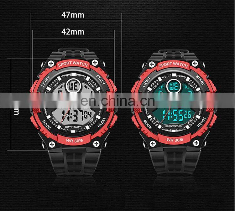 SANDA 709 Digital And Analogue Watch For Man Silicone Strap Stopwatch Luminous Men Sport Watches Original