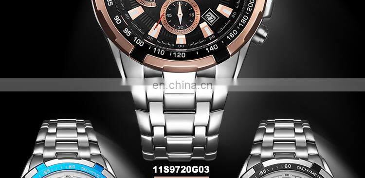 Sinobi Cool Chronograph Watch For Man Full Steel Band Wristwatch China Supplier Original Designer Reloj S9720G