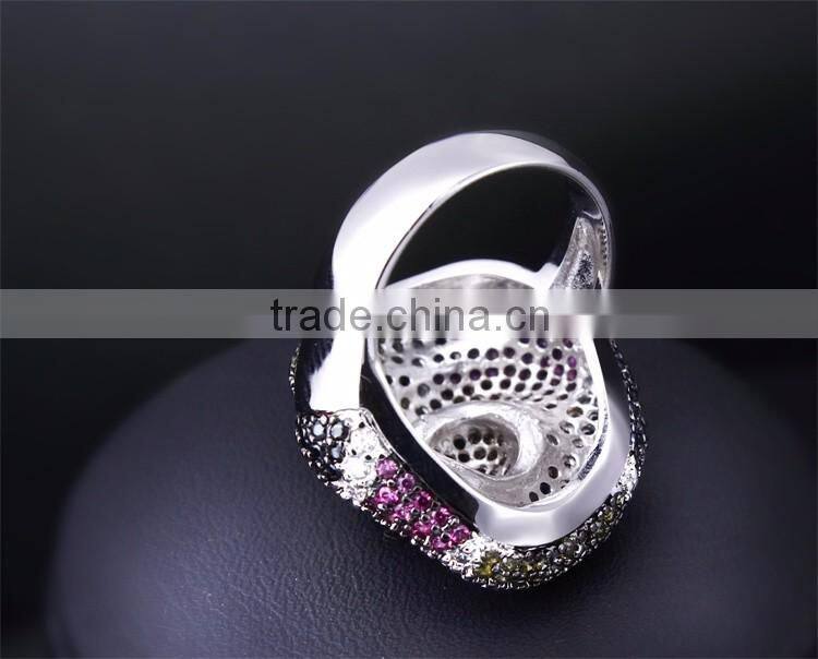 Grand Luxury Multi Color Snake Design Chunky Jewelry Bijoux Cocktail Party Ring