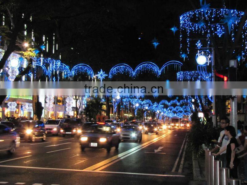 garden style outdoor scene decorated led lights