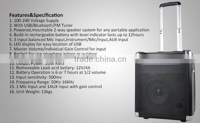 Rechargeable Wireless Microphone Guitar Amplifier Speaker PS27C