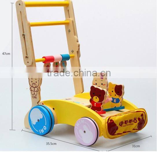 Height adjustable wooden baby walker