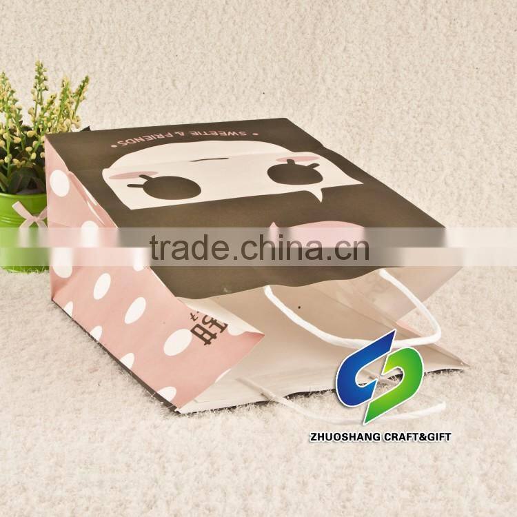 Block bottom paper bag with rope handle