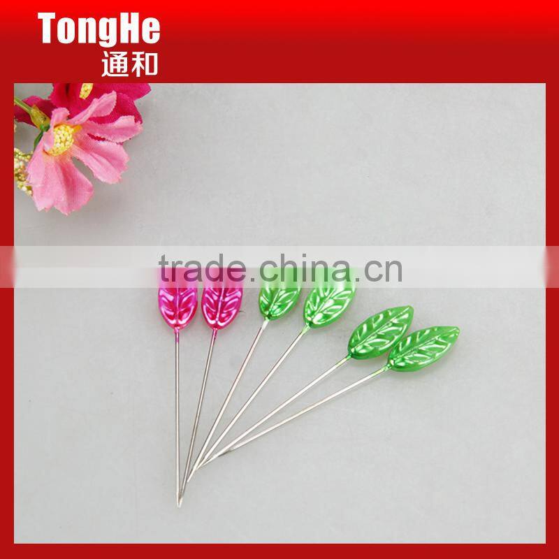 Decorative 55mm Colorful Leaf Shape Pearl Head Pin