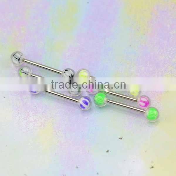 Wholesale Straight-Bar With Double Resin Balls Free Sample Tongue Rings