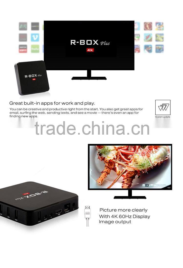 R-box plus 16GB flash memory 4K smart android 5.1 box with bt4.0