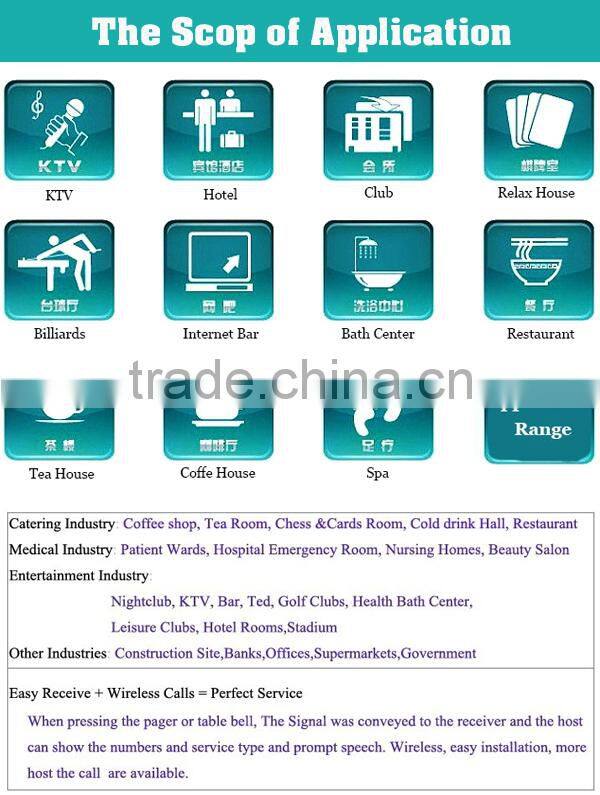 Restaurant transmitter and receiver wireless pager system K-2000AT+H3