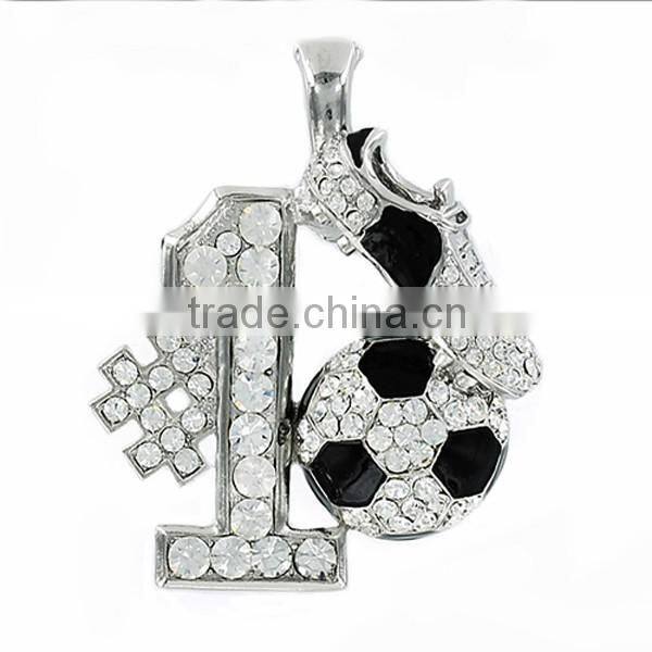 Fashion Blue Rhinestone Cheerleading Magaphone Magnetic Pendant Charm