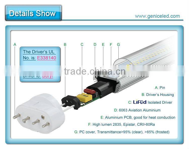 fluorescent tube,2G11 LED led tube light 15W replace philps master PL-L and OSRAM DULUX water bubble light tubes