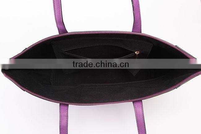 4189 Lastest Design Wholesale Price Color Block PU Material Lady Tote Bag