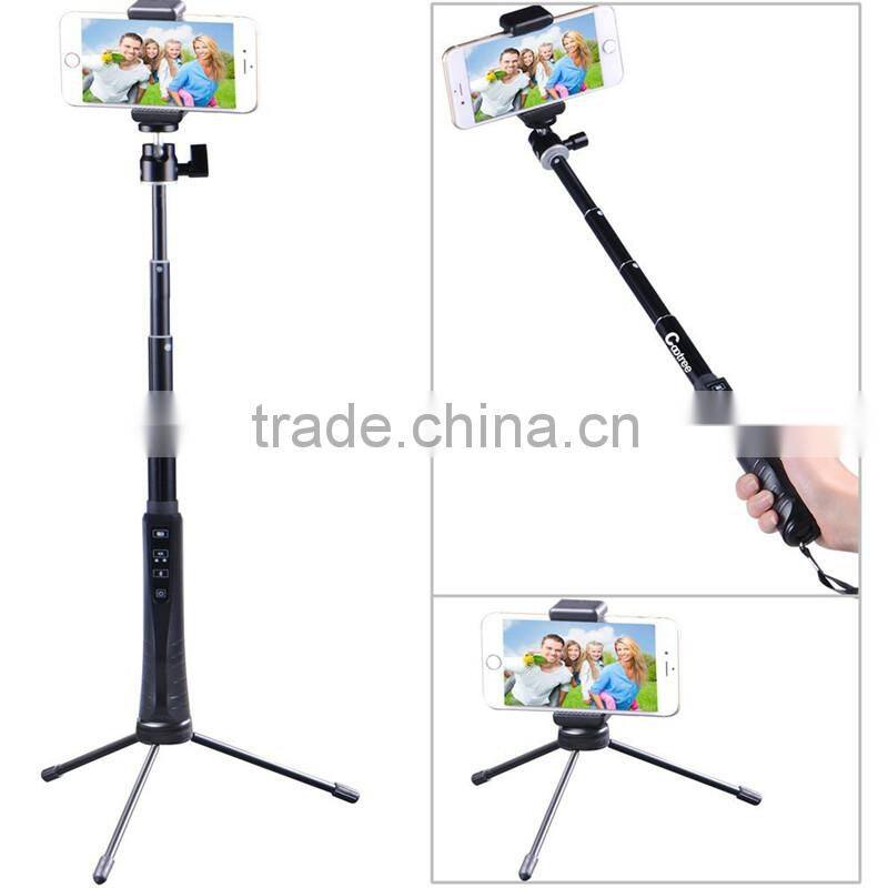 bluetooth selfie pole with bluetooth remote shutter built-in for smartphones