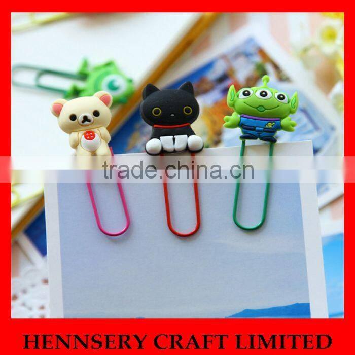 Cute cartoon silicone animal metal butterfly paper clip for clipboard