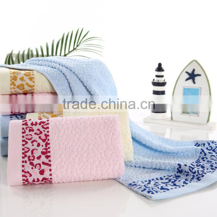 100% cotton jacquard towel,honeycomb leopard border jacquard towel