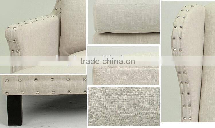 Antique Nailhead design Fabric Leisure Sofa with ARM (KS-966-1)