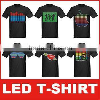 2013 hot selling new design el sound sensitive t-shirt panel