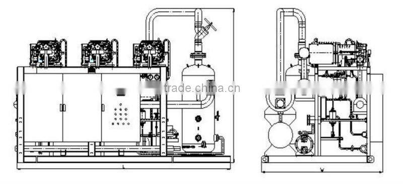 Low Temperature Semi-hermetic Screw Compressor Racks Condensing Unit for Fresh Fruit,Food,Meat in Cold Room etc
