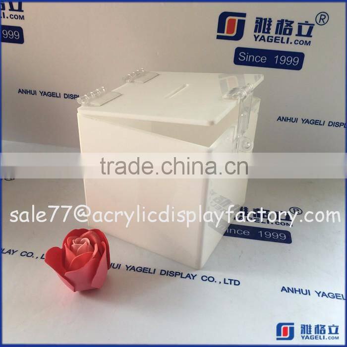 Colored Acrylic Donation Box with Key Lock, Counter Acrylic Feedback Box