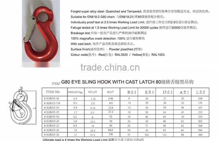 G80 Eye Sling Hook With Latch