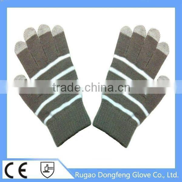 5 Fingers Knitted Stripe Touch Screen Gloves