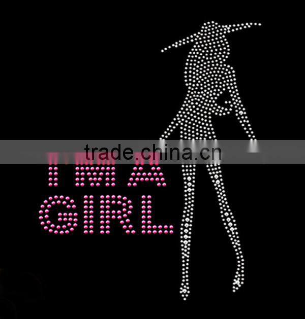 wholesales two drinking girl heat transfer motifs ,rion on hot fix motifs