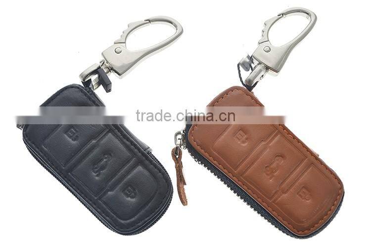 Car Genuine Leather Key Cover Case 3 button Smart For Volkswagen VW Jetta MK6 Tiguan Passat Golf POLO CC 012