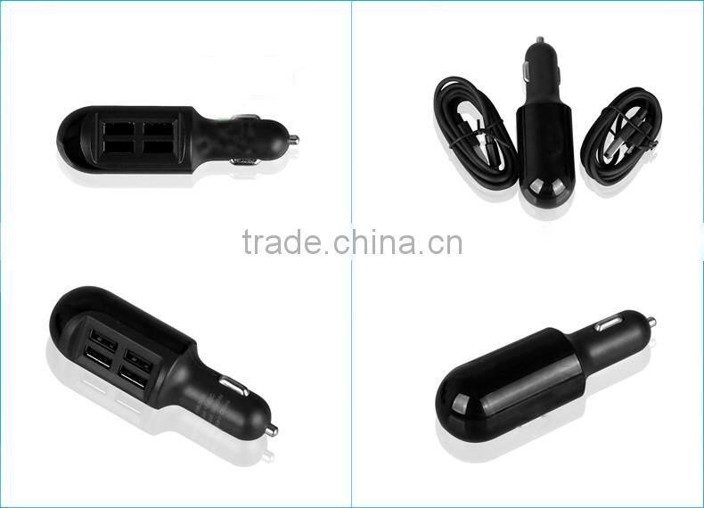 Top quality 4 USB Ports Car Charger Adapter for mobilephone