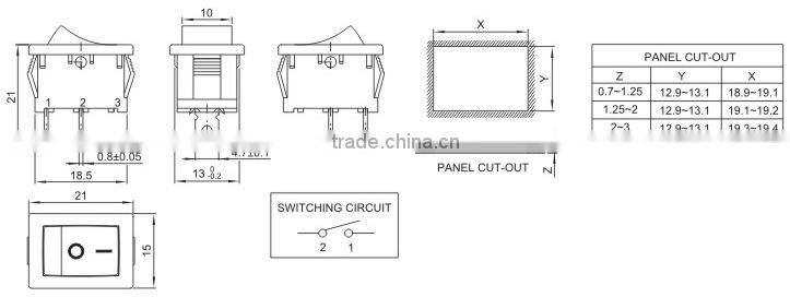 RS601A-1010011BB ROCKER SWITCHES SERIES