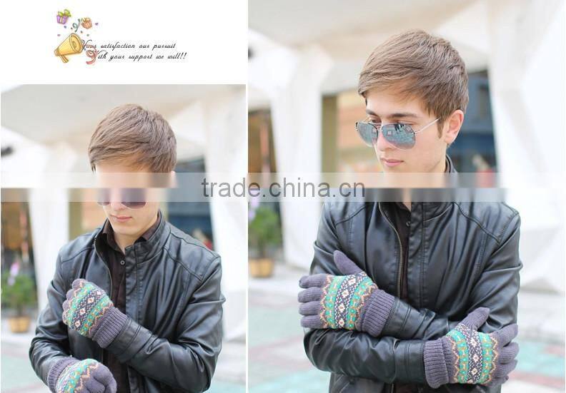 2015 new design winter warm Double pile thickening knitted men's glove