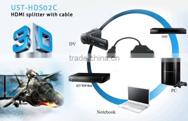 3Port HD Splitter Switcher 3x1 Auto Switch 3-In 1-Out With 50 CM Pigtail Cable