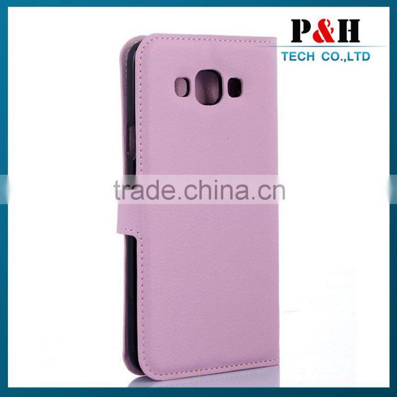 Cheaper Wallet Style Stand PU Leather Flip Case for Samsung Galaxy E7