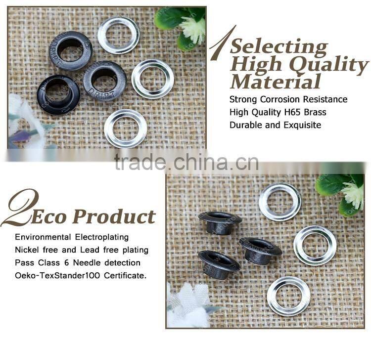 Washable,Nickel-Free Feature and as your requirement,Brass Color eyelet