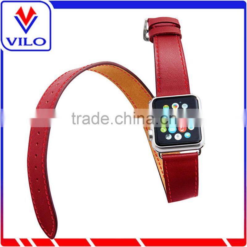 The Wholesale Extra Long Genuine Leather Band Double Tour Bracelet Leather watchband for Apple Watch