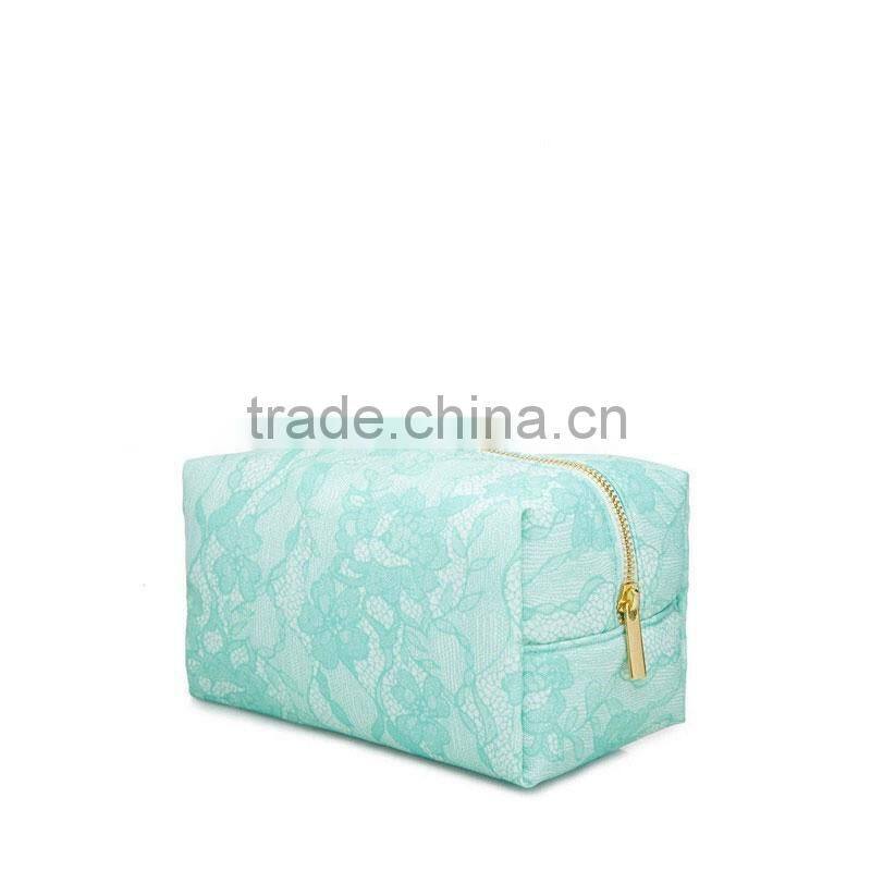 Newest fashionable lace material promotional cheap custom cosmetic bag GW730