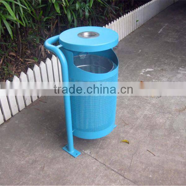 Powder coating steel and wood outdoor garden dustbin wooden waste bin