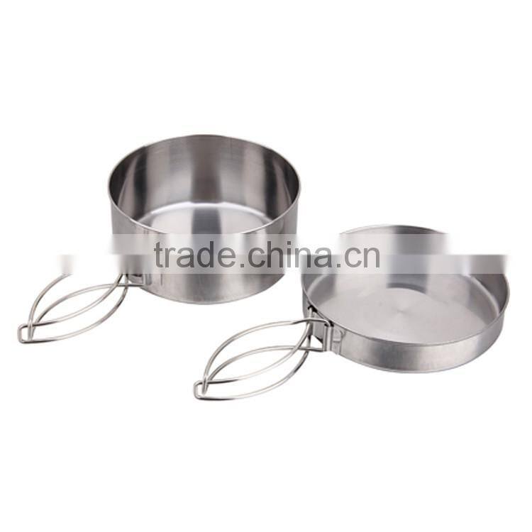 4 pieces of stainless steel metal travel lunch box set & camping cookware