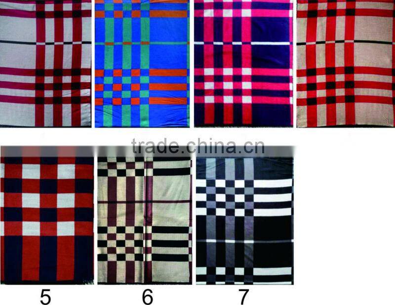 balck and red color tartan plaid indian wool shawl