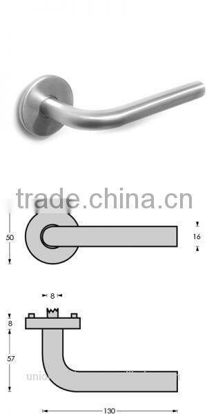 Modern L shape stainless steel door handle with escutcheon 16mm