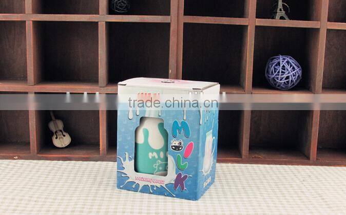 summer new simple lovely cartoon ceramic milk mug with porcelain spoon and lid