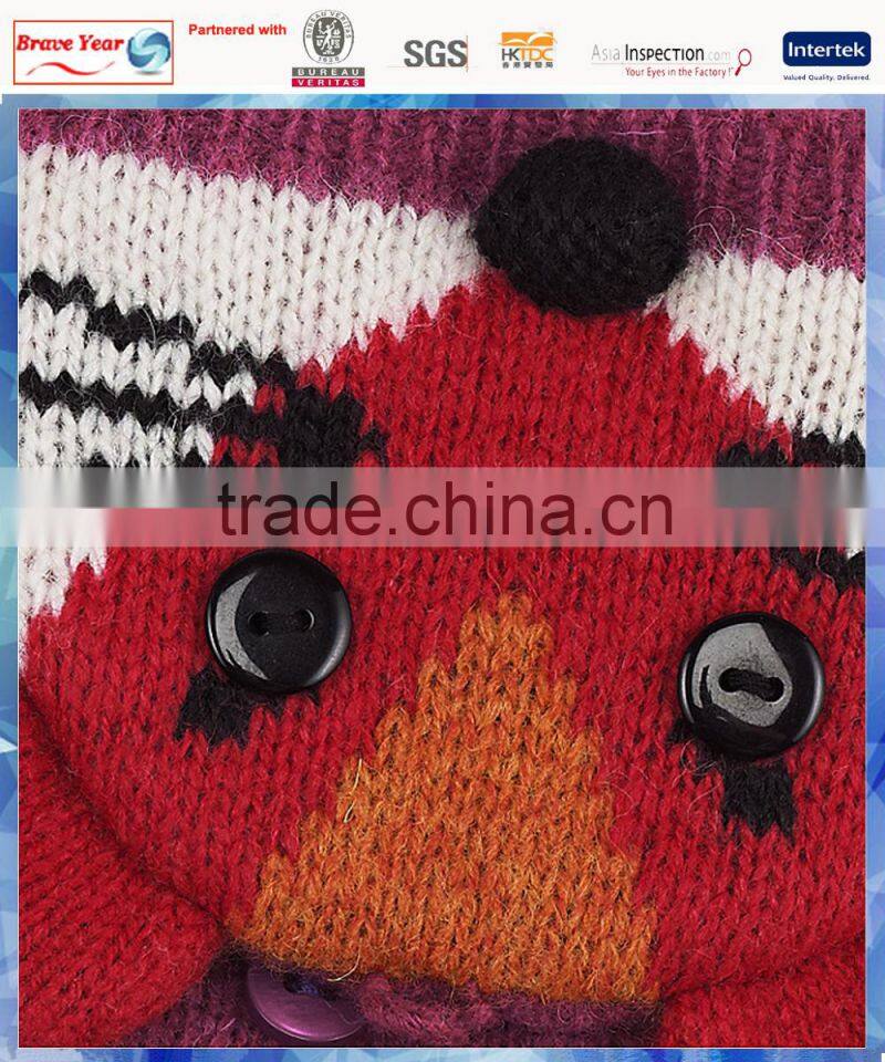 2014 fashion fox caped knitted fingerless gloves for women