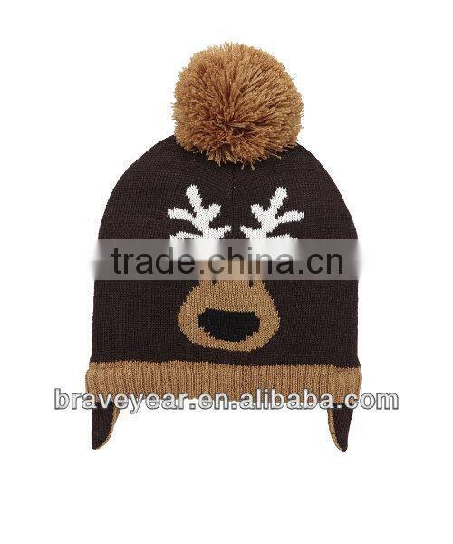 2013 newest kids knitted animal hat with ear flap