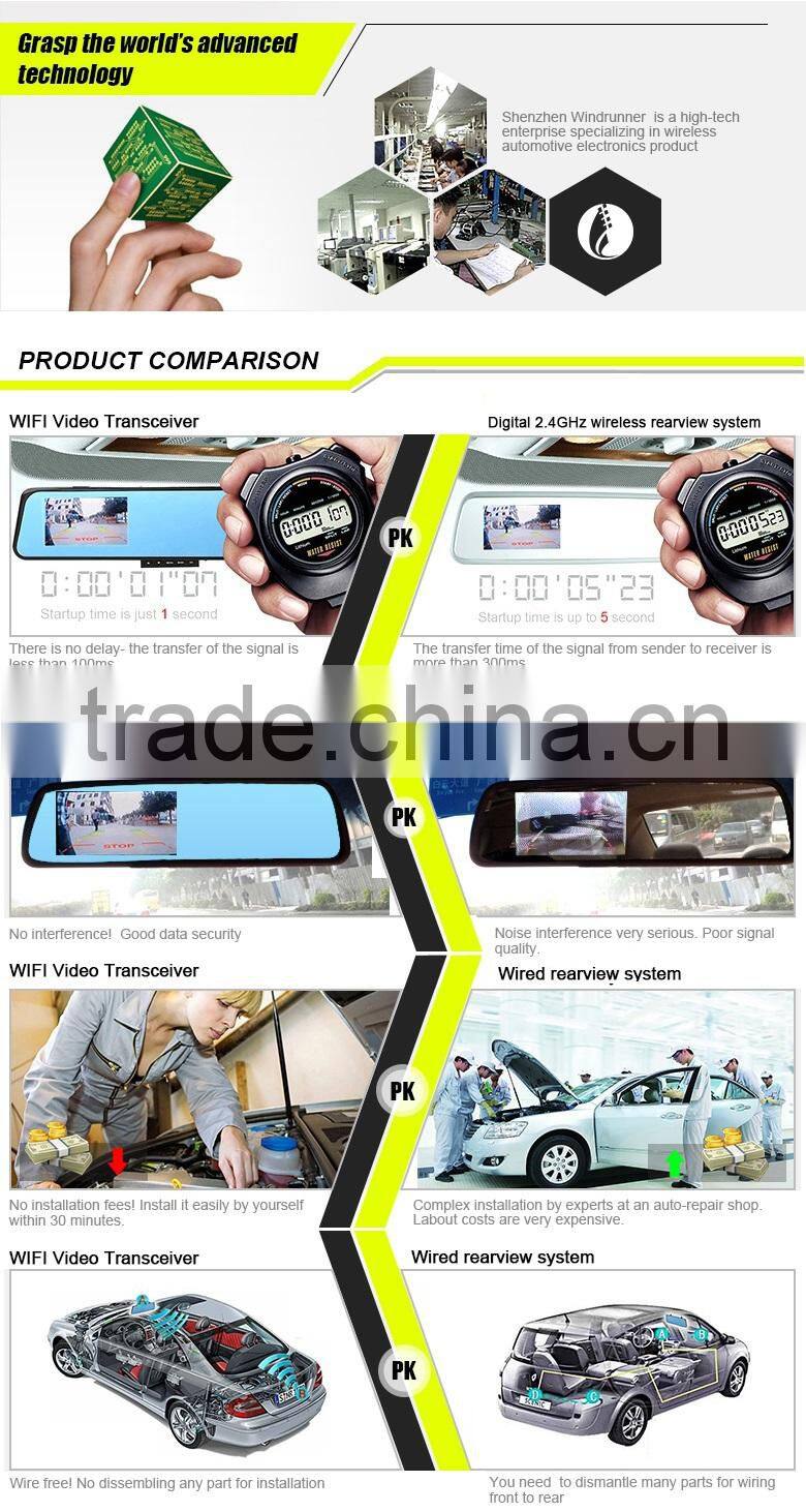 4.3 inch Wireless car bracket rearview camera mirror with speical bracket