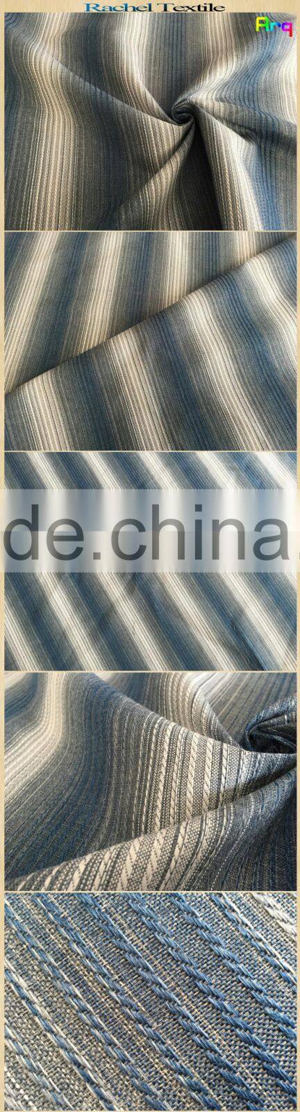wholesale cotton chenille fabric chenille's black and white stripe fabric 99% blackout for curtain cushion