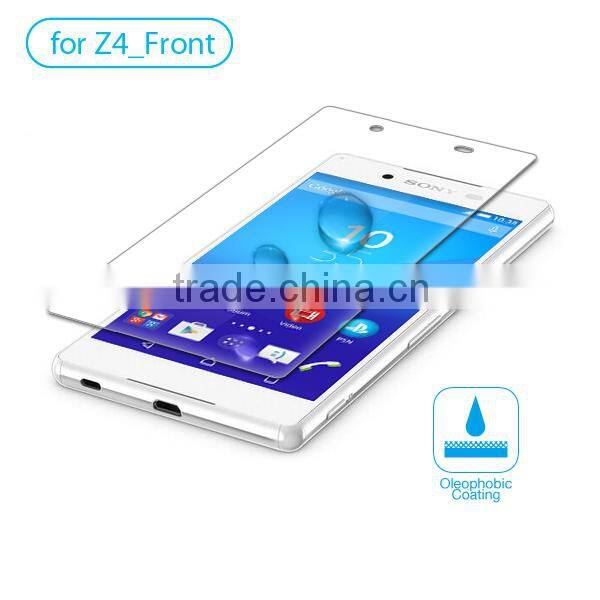 Smoth touching clear tempered glass screen protector for sony xperia z4,for sony xperia z4 glass screen protector