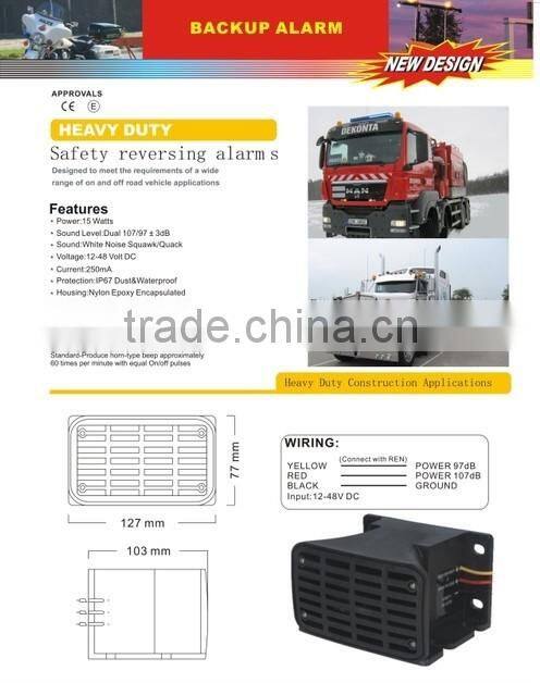 Waterproof 107dB,112dB Two Way Backup Alarm,Back-up Alarm,Safety Reversing Alarm,Reverse Alarm(SR-BA-142),12-80V,BiBi Sound