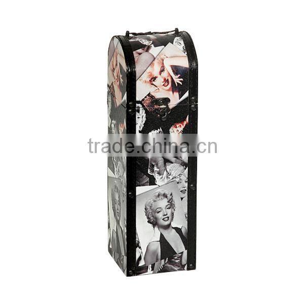 Decorative canvas wooden storage wine box