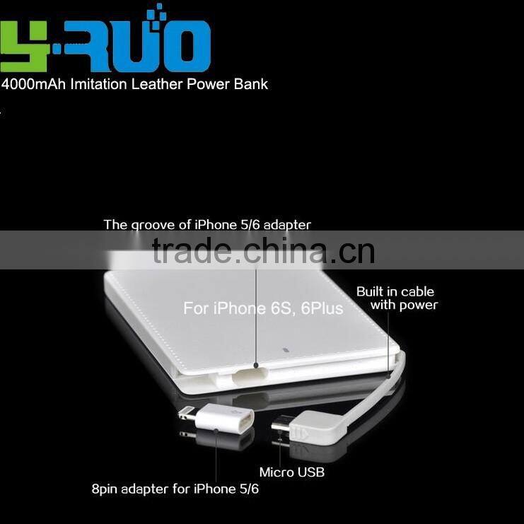 Mobile Power Bank Portable Charger with Built-in USB Charging Cable for Smartphones and Tablets