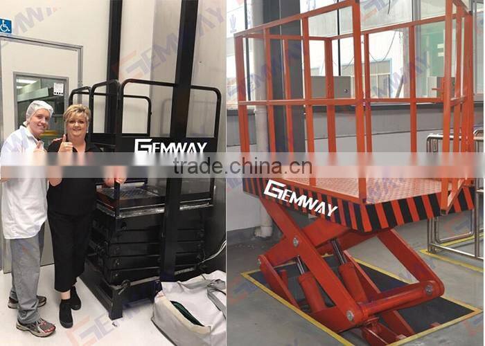 3 ton electric hydraulic warehouse cargo lift scissor freight elevator