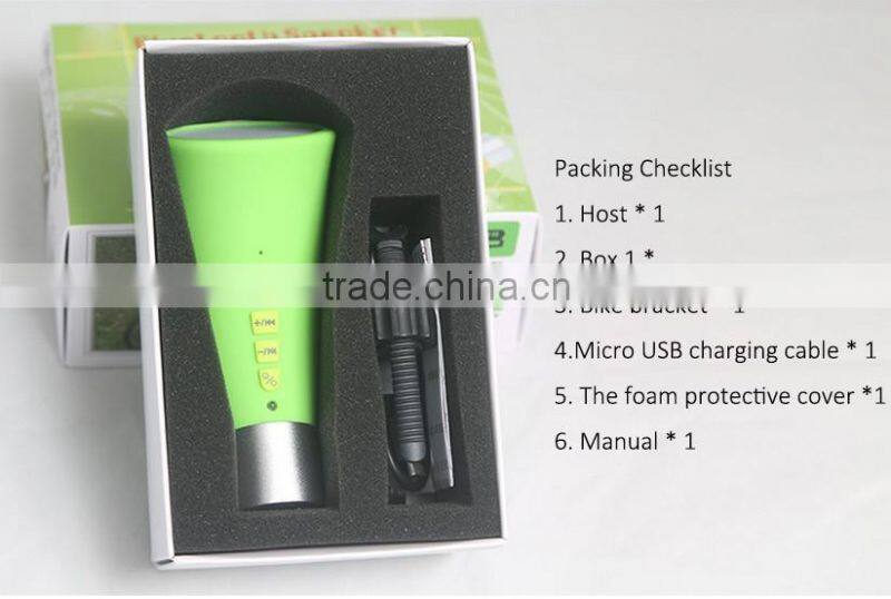2016 new bicycle speaker handsfree bluetooth stereo speaker with led light for outdoor sport